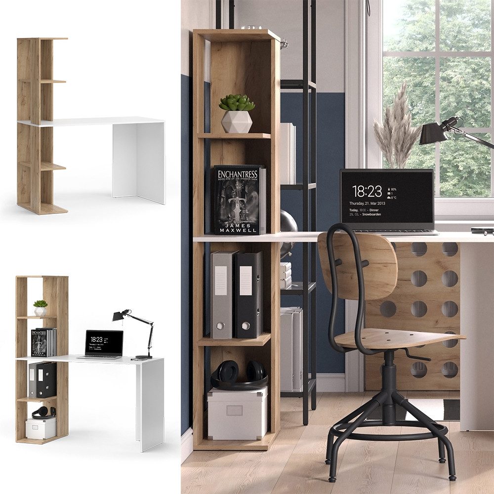 Vicco Schreibtisch Tower, Weiß/Sonoma, 122.2 x günstig online kaufen