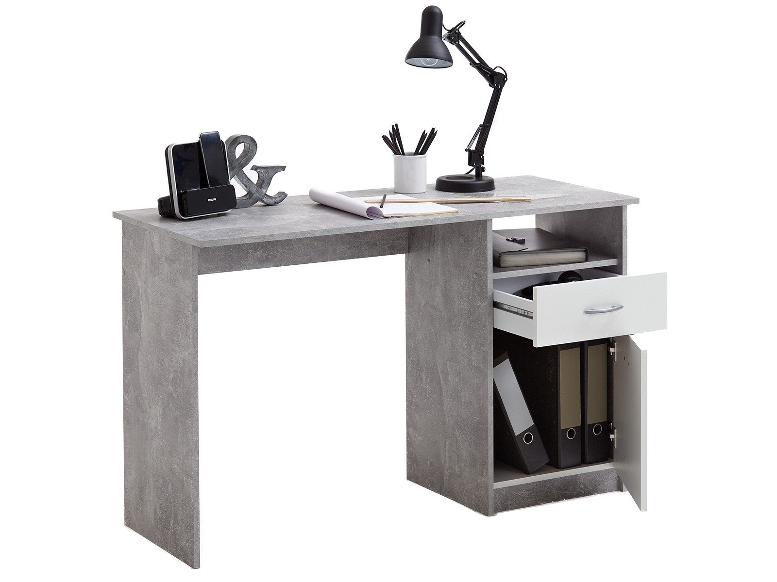 FMD Möbel Schreibtisch 123 x 76,5 x 50 cm (B/H/T)