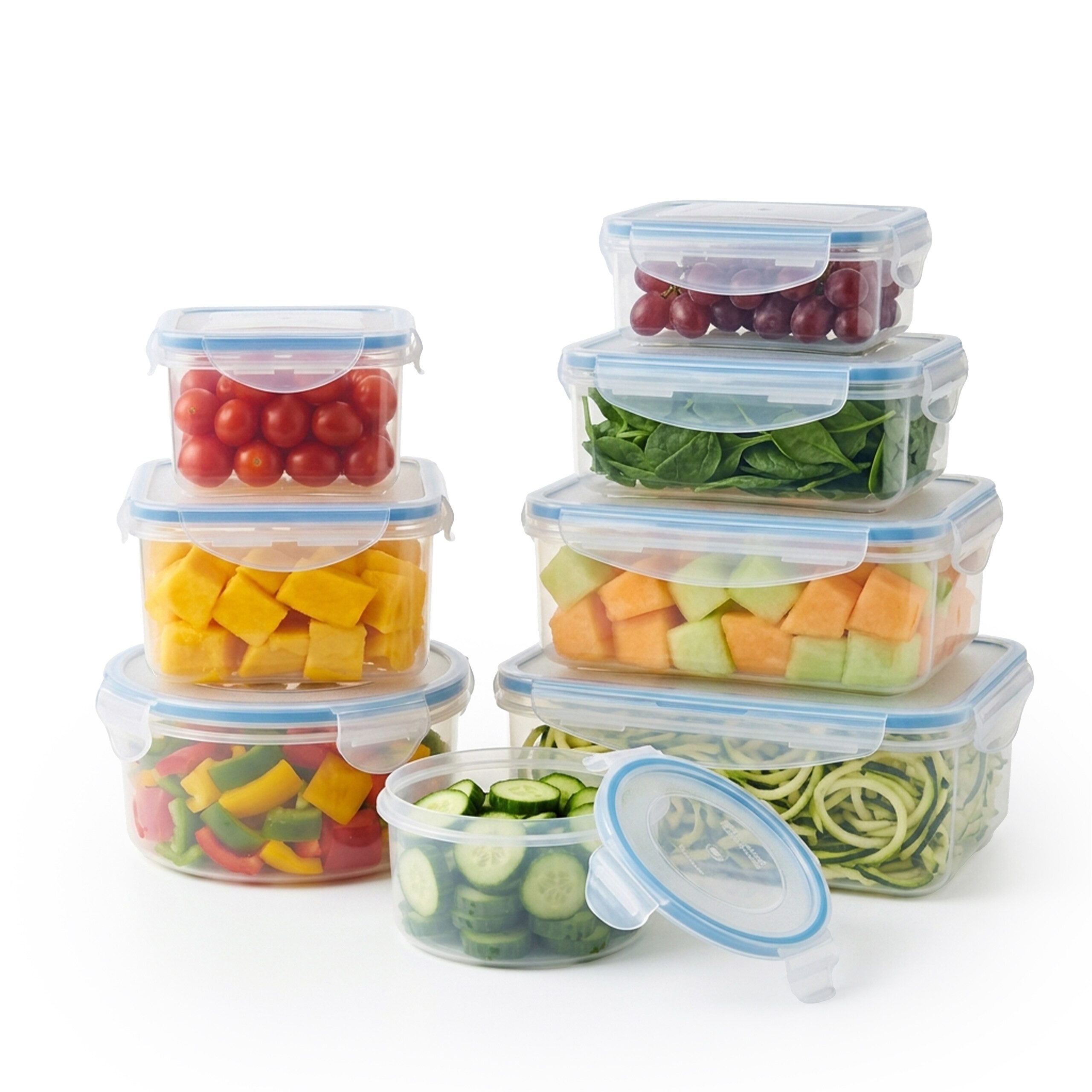 relaxdays Frischhaltedose Set 8 Größen, Kunststoff, (8-tlg)