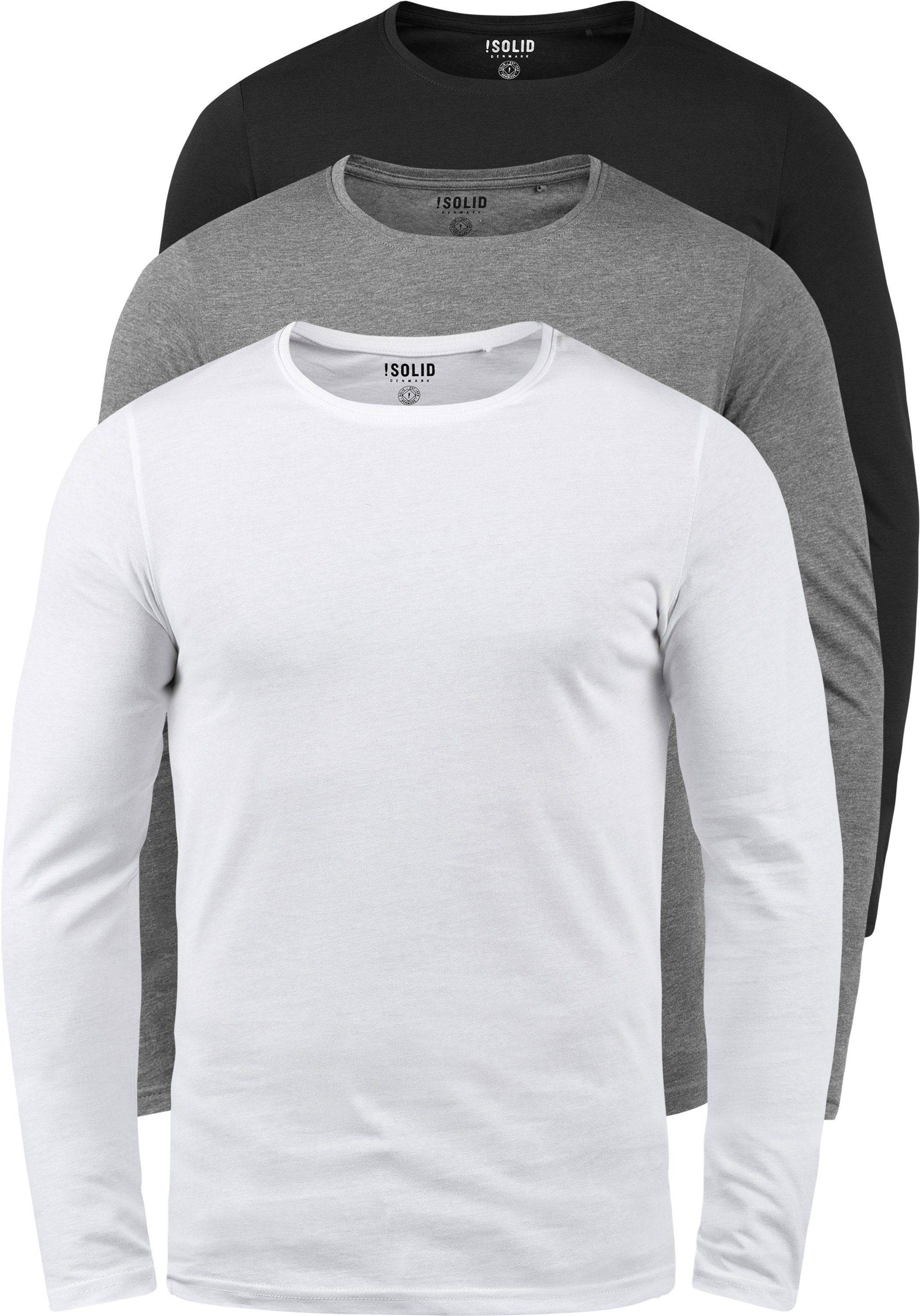 Rundhalsshirt !Solid Langarmshirts 3er-Pack 3er-Box-3 SDBasal