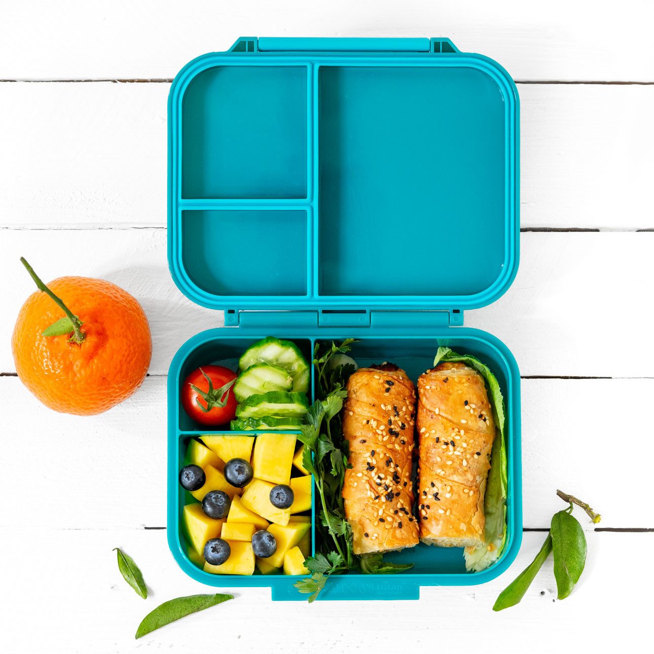 LEKKABOX Lunchbox Mini Kinder Bentobox, 3 Fächer - Brotdose Vesperdose Brotbüchse, Für feuchte Lebensmittel auslaufsicher, inkl. extra Trenner