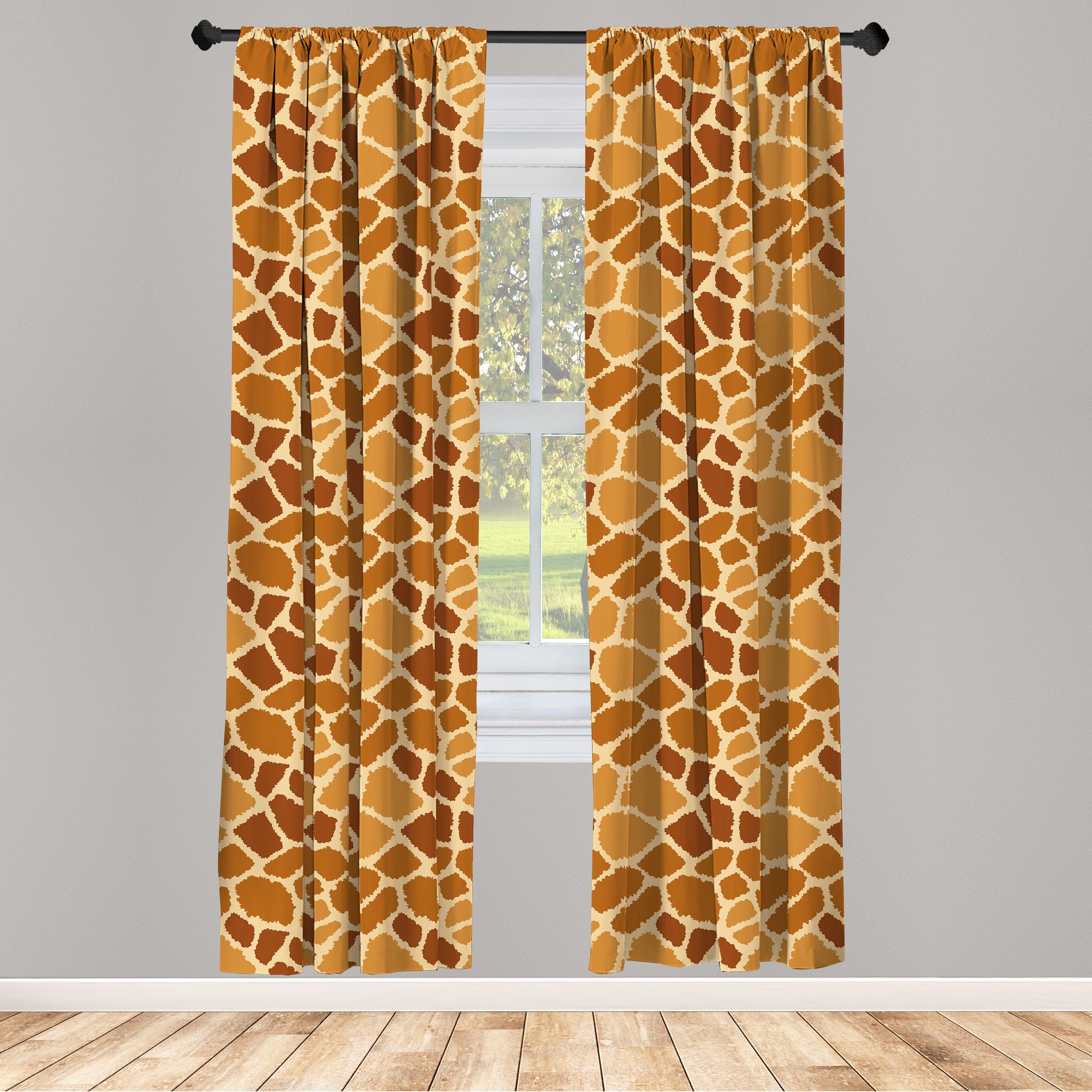 Gardine Vorhang für Wohnzimmer Schlafzimmer Dekor, Abakuhaus, Microfaser, Giraffe Rhythmische Tierhaut Kunst