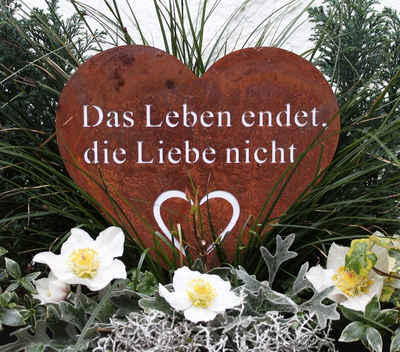 LB H&F Lilienburg Gartenstecker Grabdeko Grabschmuck Herz Rost Rostherz Grabherz Deko (Dekofigur Grabfigur Friedhof Grabgesteck Gartendeko Trauergeschenk Grabstecker Rostdeko Roststecker Gedenkfigur Stecker Allerheiligen wetterfest Figur) Dekoration Geschenk Grab Trauerschmuck Trauerdeko Beerdigung