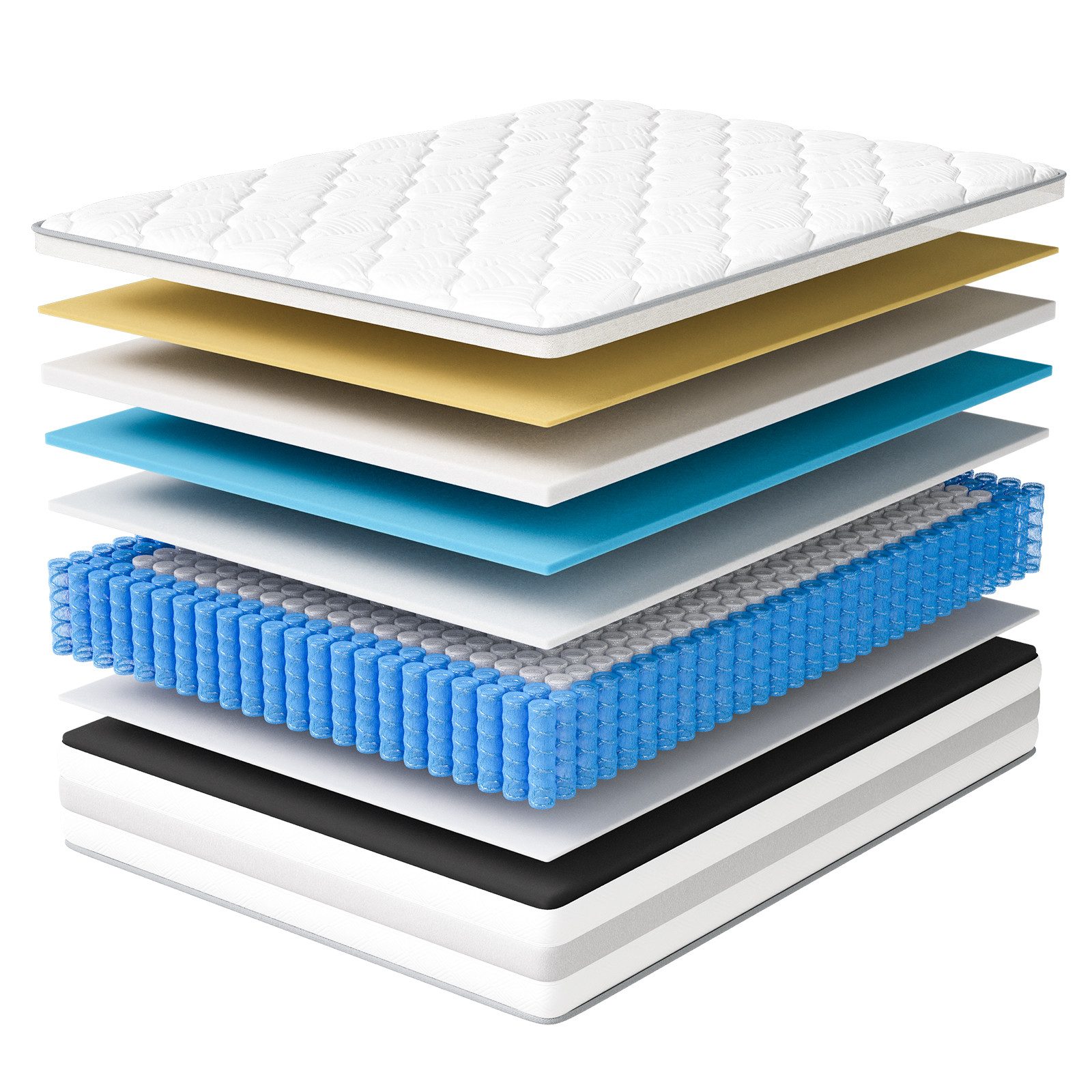 Taschenfederkernmatratze Kaltschaum COZHOM Ultra 25cm 7-Zonen ergonomische Matratze H3/H4, COZHOM, 25 cm hoch, (Mittlerer Härtegrad, Einzelpackung), Allergikerfreundlich, 100 Nächte Probeschlafen, Beidseitig nutzbar