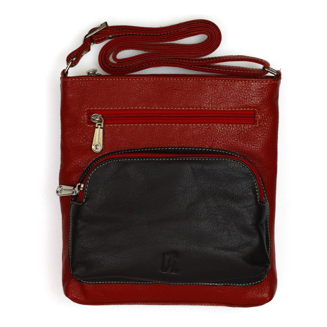 DrachenLeder Handtasche + Geldbörse Geldbörse Umhängetasche rot, 2-tlg), Leder rot Set Handtasche, schwarz (Handtasche, Echtleder