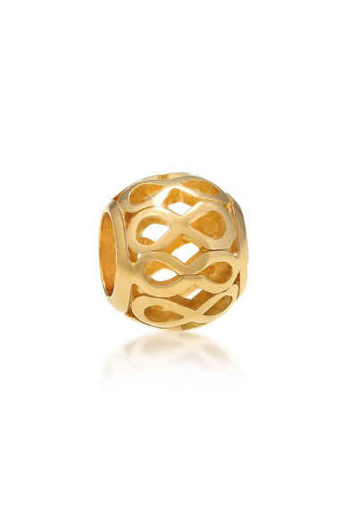 Nenalina Charm-Einhänger Bead Infinity Love 925 Silber vergoldet, Infinity
