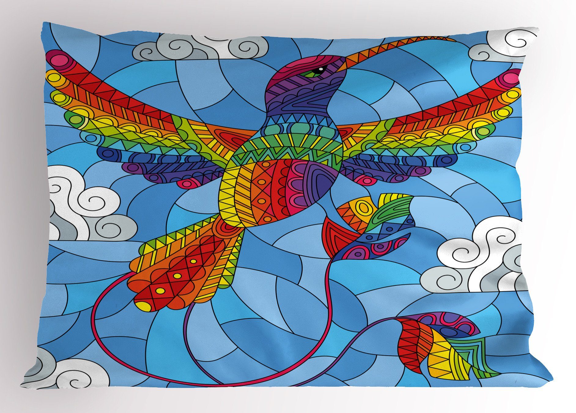 Kissenbezüge Dekorativer Abakuhaus Gedruckter King (1 Size Wolken Stück), farbiges Glas Kissenbezug, Standard Hummingbird