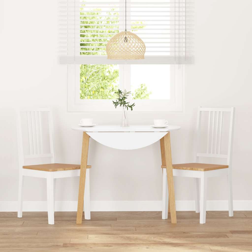 vidaXL Esszimmerstuhl Esszimmerstühle 2 Stk. Weiß Massivholz Gummibaum (2 S günstig online kaufen