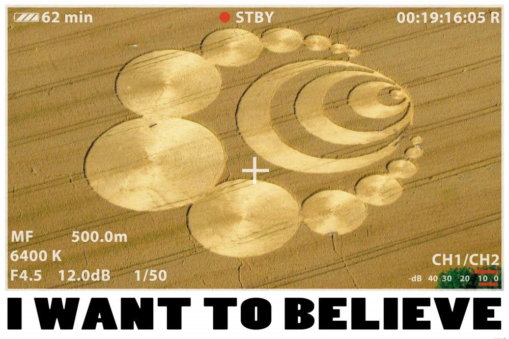 Poster Kornkreise Kunstdruck Bild - I Want To Believe (120 x 180 cm)