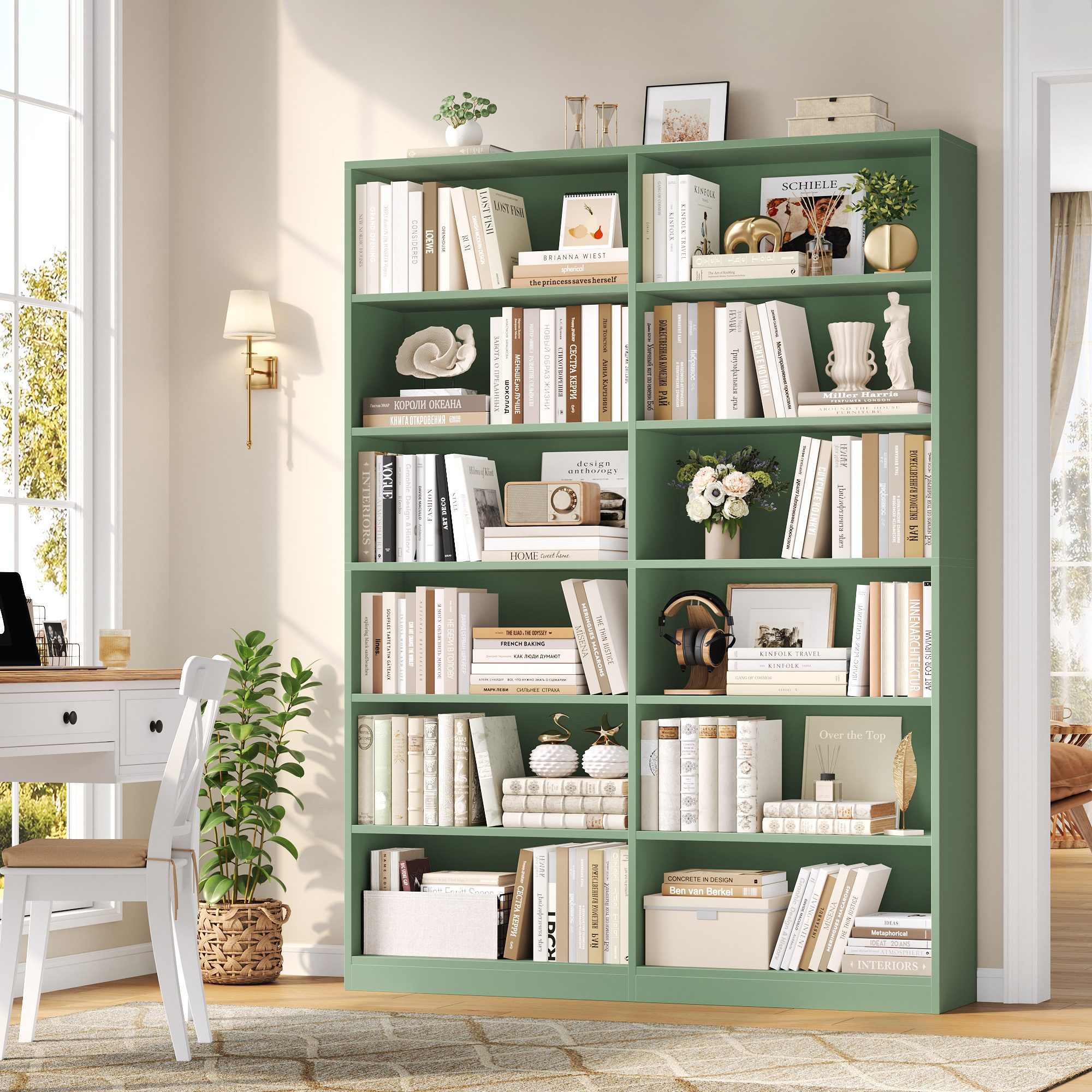 Homfa Bücherregal 188,7cm Standregal Büroregal Raumteiler, mit 12 Fächern, Holz, 120x30x188,7cm