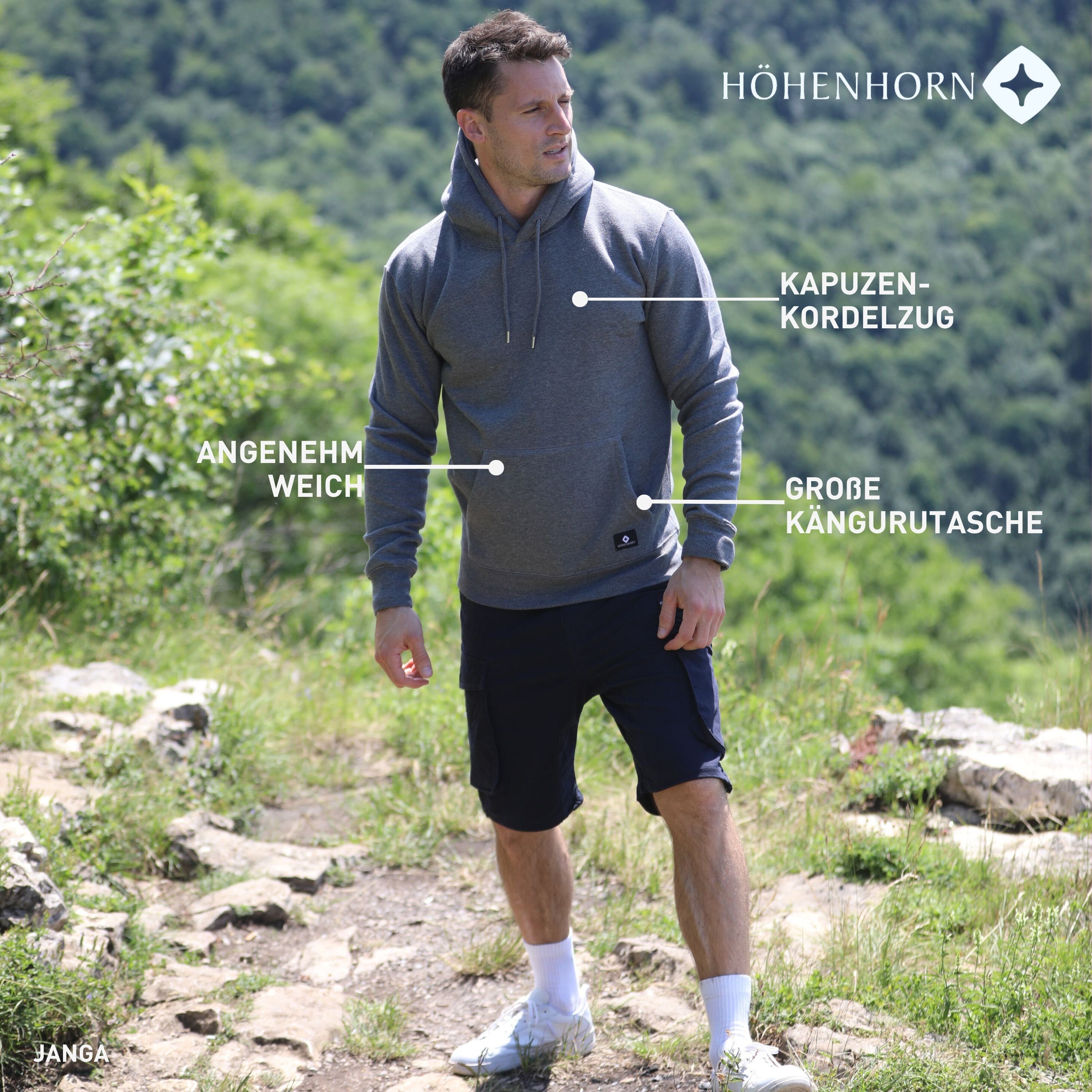 Höhenhorn Hoodie Janga Herren Kapuzen Pullover für Männer Hoody Sweatshirt Hochwertige Baumwolle, weiche Innenseite, angenehm warm