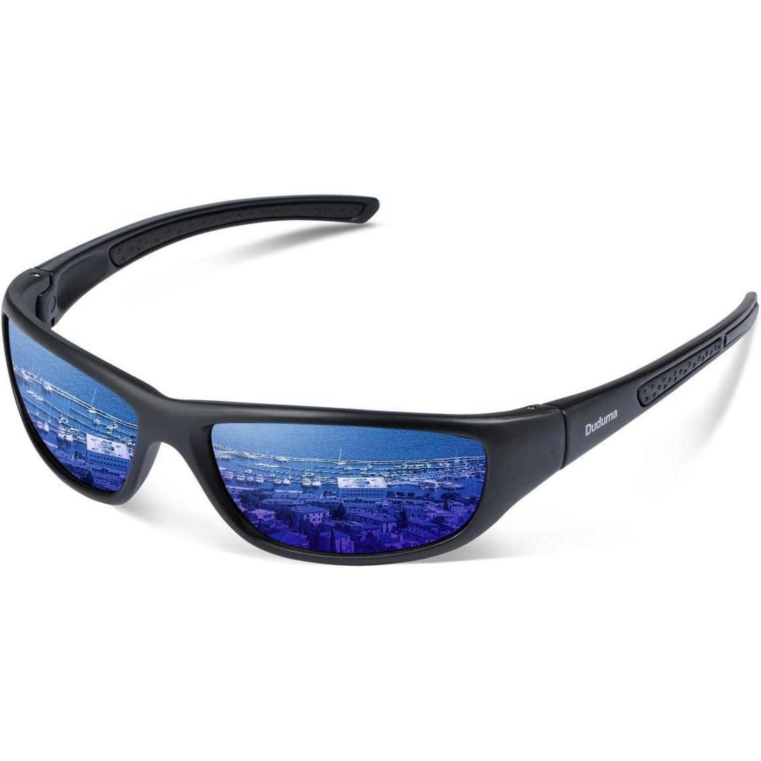 Fahrradbrille Sonnenbrille Polarisiert Sport Schwarze Matte Rahmen mit Blaue Linse