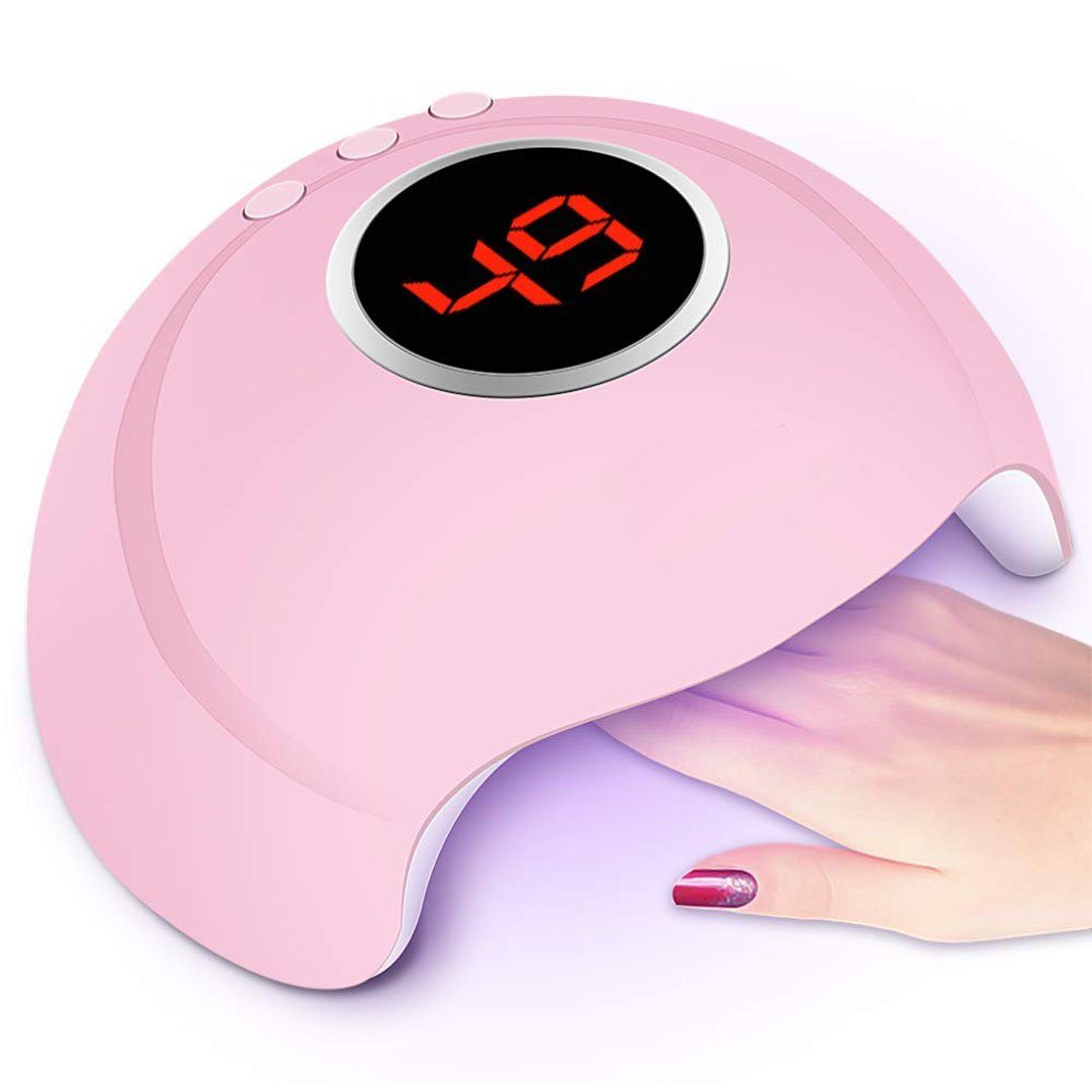 BEARSU Infrarot-Wärmestrahler 54W Nagellampe Nageltrockner 18 LED/UV Lampe  für Nägel, 1-tlg., Geeignet für alle Gel Nagellack (pink), 30/60/90s  Timer,Infrarot Sensor,Digital Anzeigebildschirm