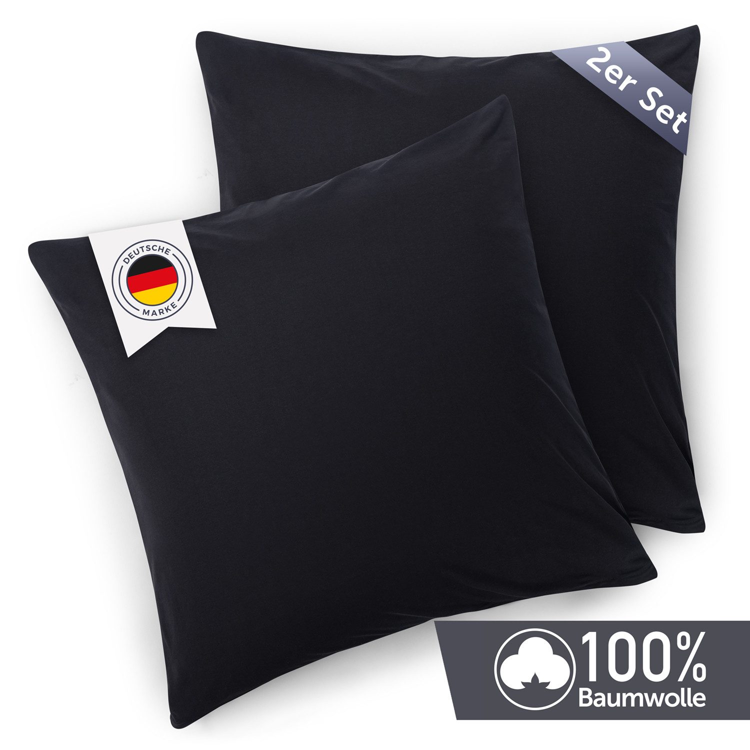 Blumtal Kissenbezug Premium Jersey 2er Set, Oeko-Tex Zertifiziert, (2 Stück), 100% Baumwolle