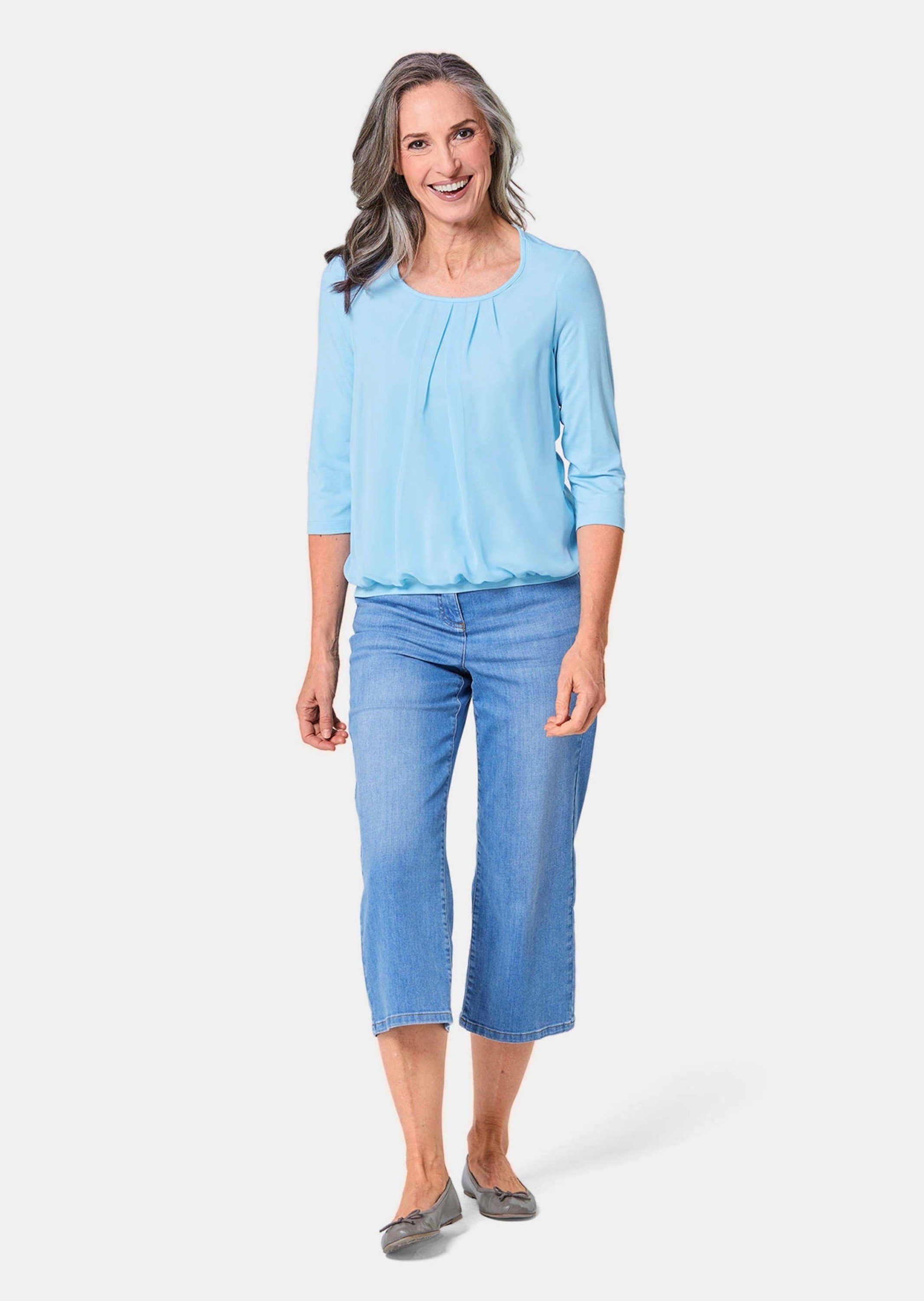 GOLDNER Shirtbluse Chiffon-Shirt mit 3/4-Arm, Rundhals günstig online kaufen