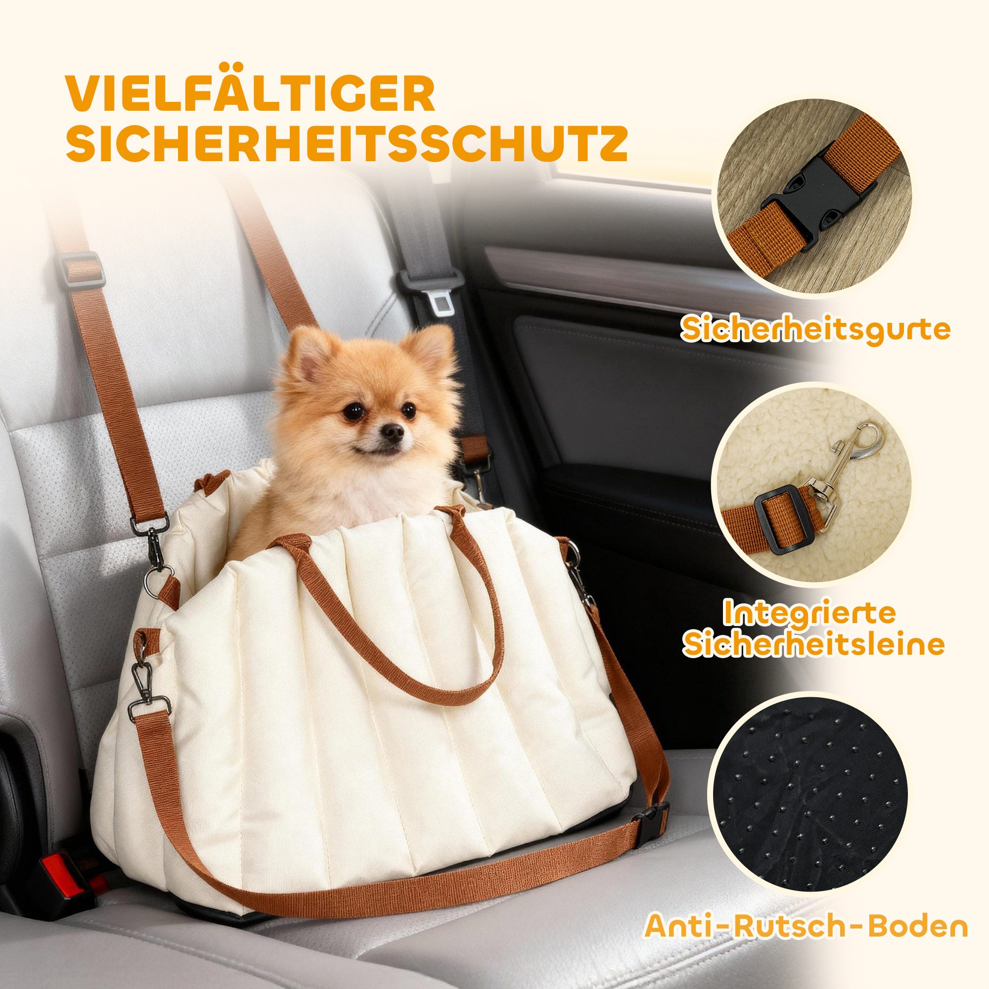 PawHut Hunde-Autositz Hundeautositz, Oxford-Stoff, Autositz für kleine Haustiere