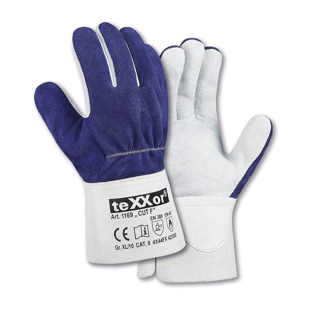 Arbeitshandschuh-Set Spaltleder Aramid Handschuhe Cut F