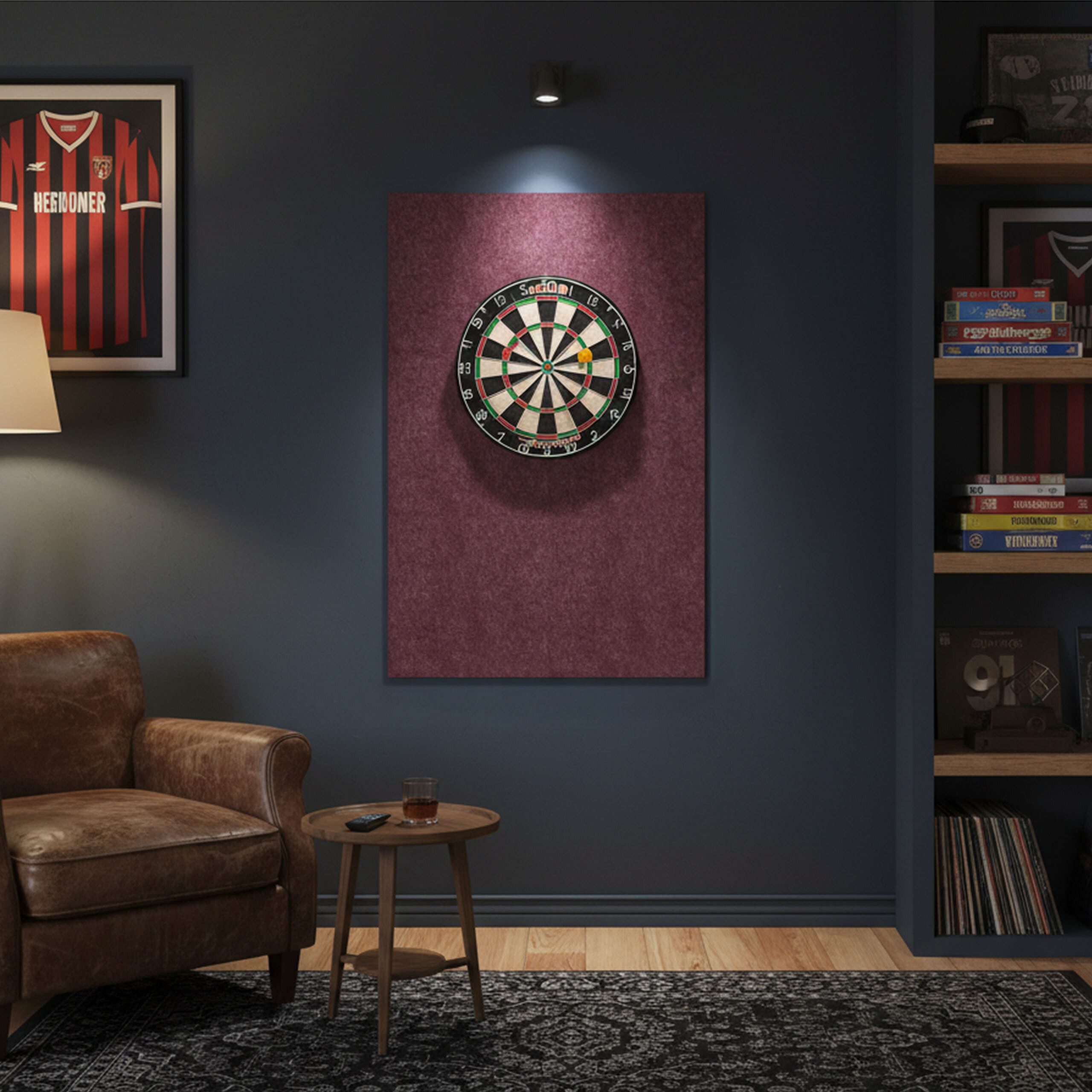 relaxdays Dart-Wandschutz Dartscheibe Schutz 6-teilig Filz, Bordeaux
