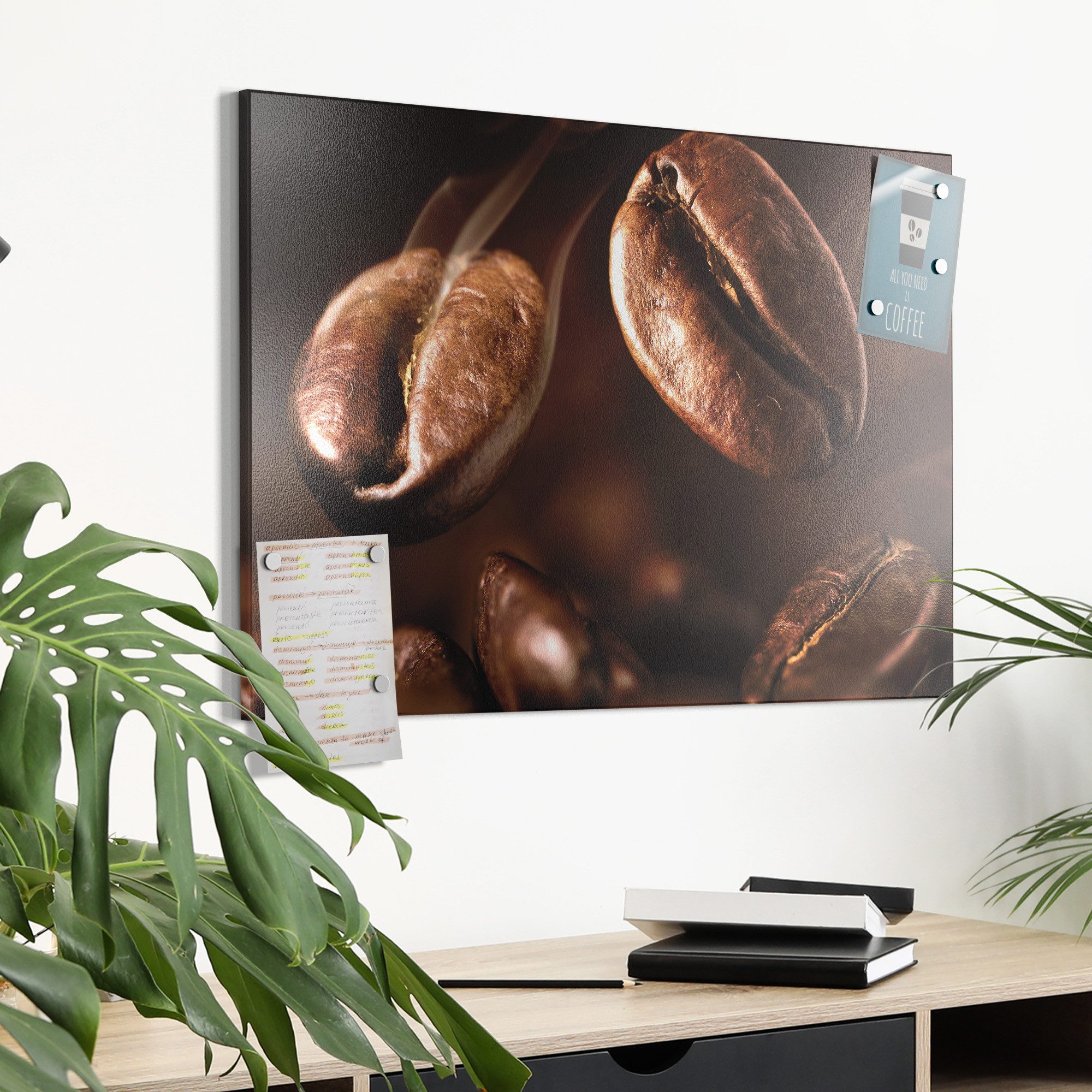 DEQORI Magnettafel 'Duftende Kaffeebohnen', Metall Whiteboard für alle Magnete, Magnetboard magnetisch