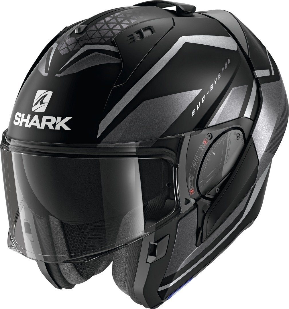 SHARK HELMETS Motorradhelm Shark Evo-ES Yari schwarz-anthrazit matt,  Klapphelm, Systemhelm, mit Anti-Beschlag-Visier, Sonnenblende