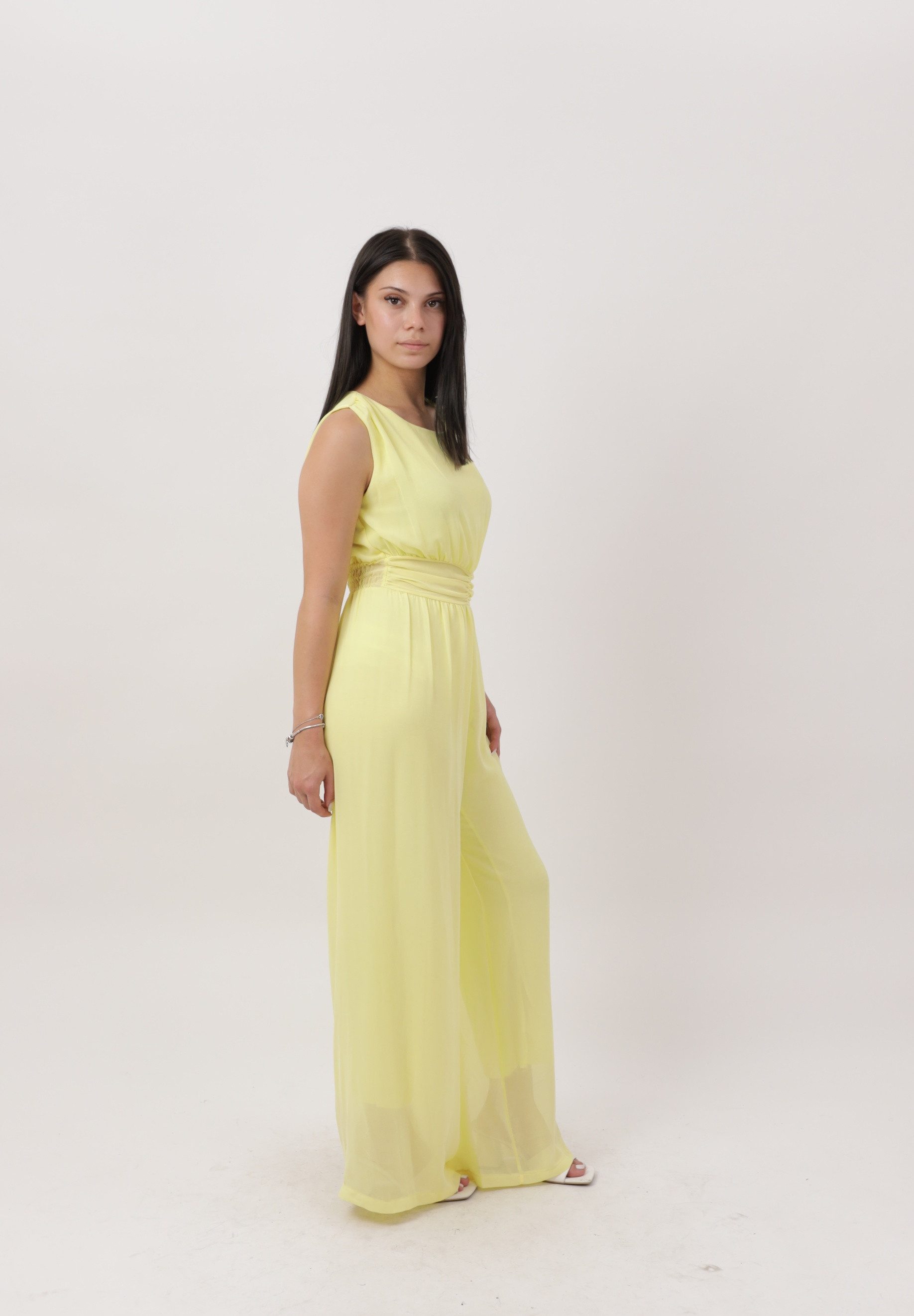 Elara Jumpsuit — Damen Overall mit weitem Bein, Taillenbund und Chiffon-Look