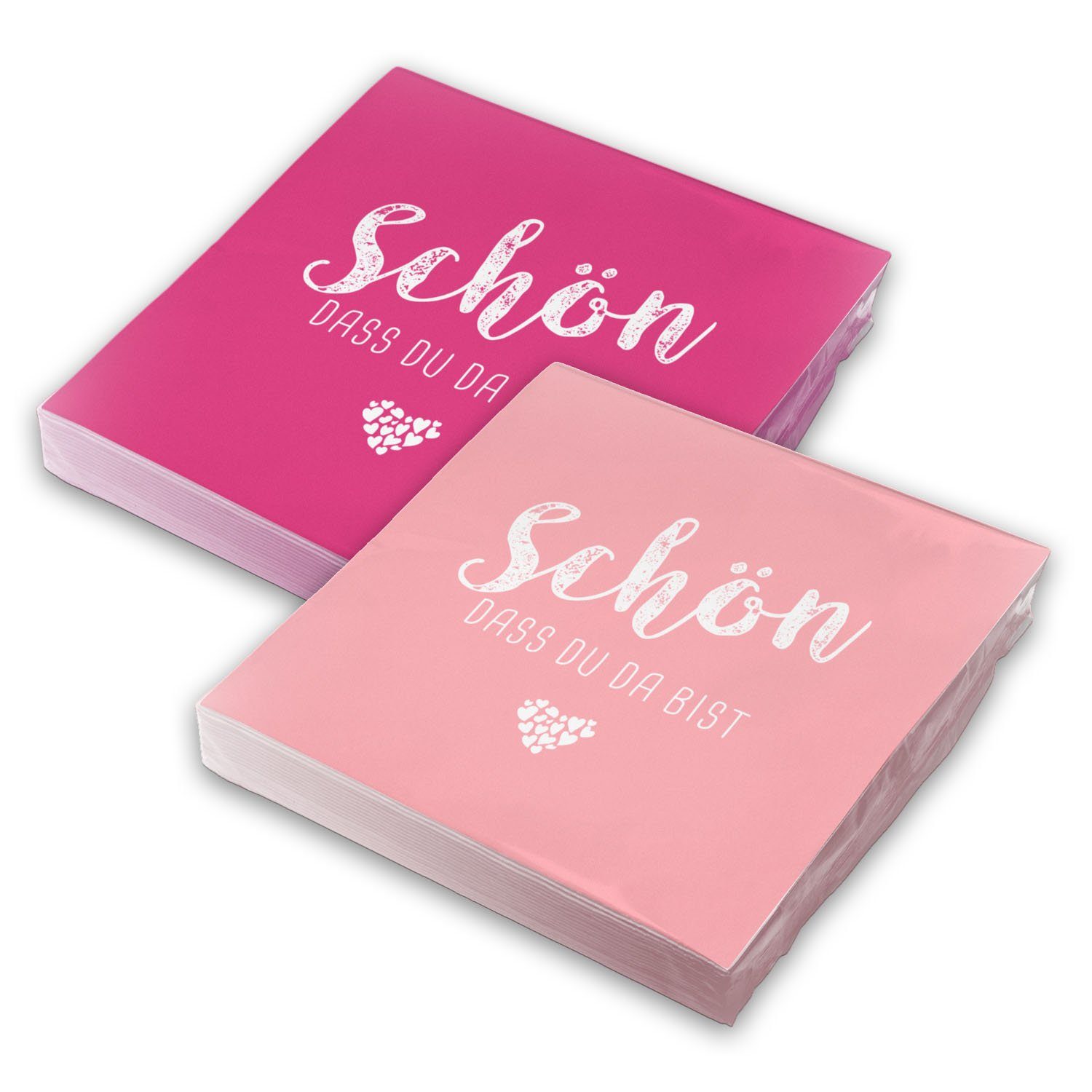 itenga Papierserviette itenga 40x Serviette Schön dass du da bist (20x pink - 20x rosa)