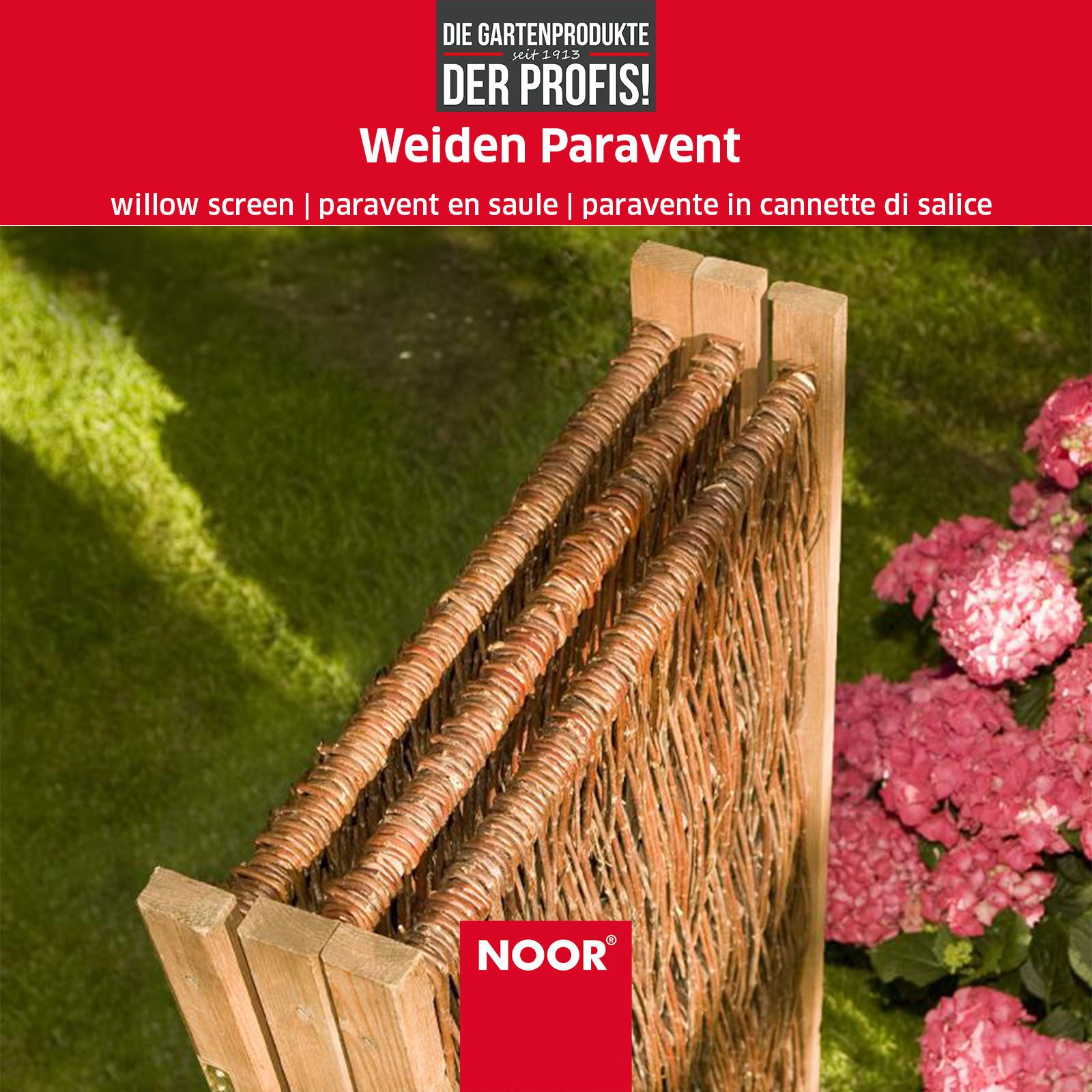 NOOR Paravent Weide - mehrteilig - klappbar - Sichtschutz-Module (3 St), aus Naturmaterialien - Sichtschutz für Garten, Terrasse und Balkon