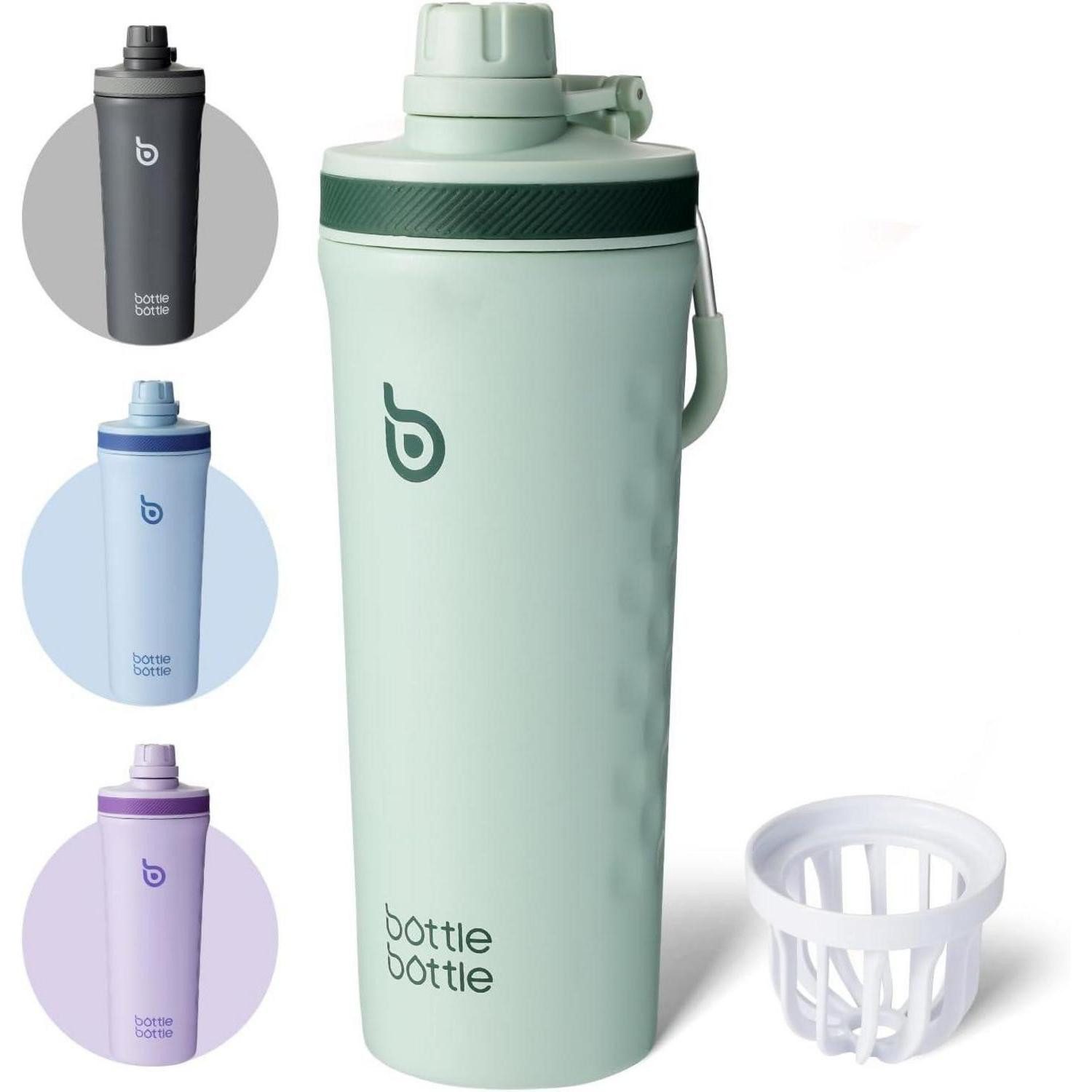 LuxusKollektion Thermobecher Shaker Edelstahl Trinkflasche 26oz mit Mischkugel, Protein