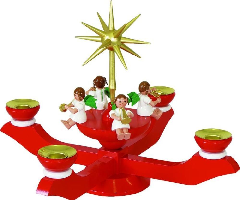 Richard Glaesser Kerzenständer Adventsleuchter rot, Höhe 24 cm / Breite 28 günstig online kaufen