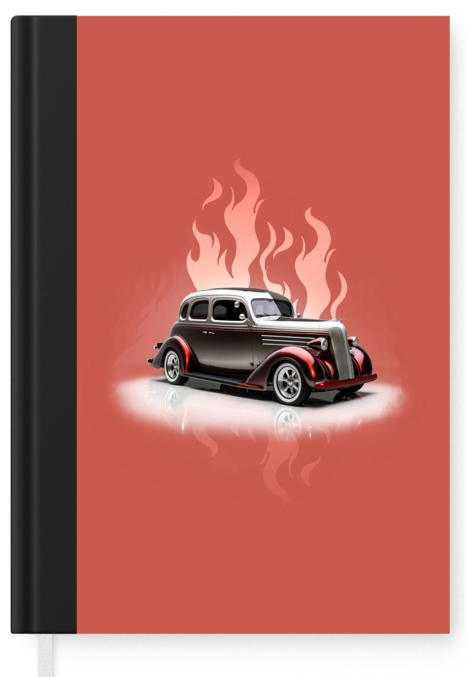 - MuchoWow Seiten, Tagebuch, Notizbuch Rosa - Merkzettel, Notizheft, - Haushaltsbuch Flammen, Auto A5, Journal, 98 Vintage