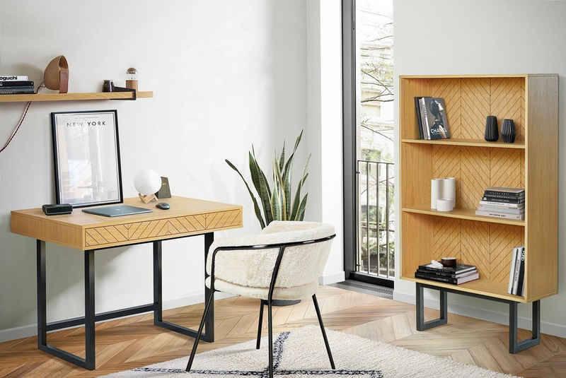 Woodman Schreibtisch Camden, skandinavisches Design, praktisch ausziehbar mit Push-to-Open-Funktion