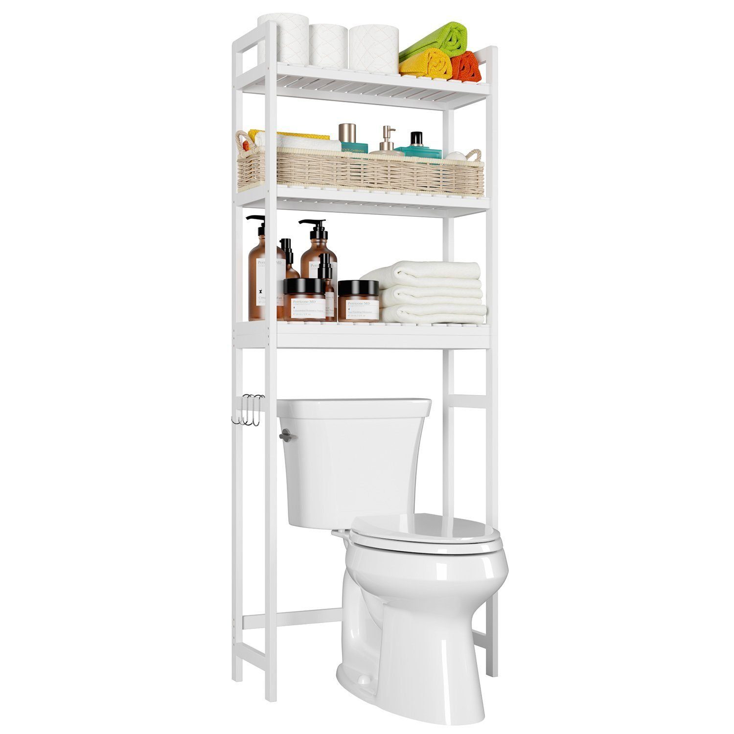 Homfa Badregal, Bambus Toilettenregal Badezimmerregal 63x26,5x163cm