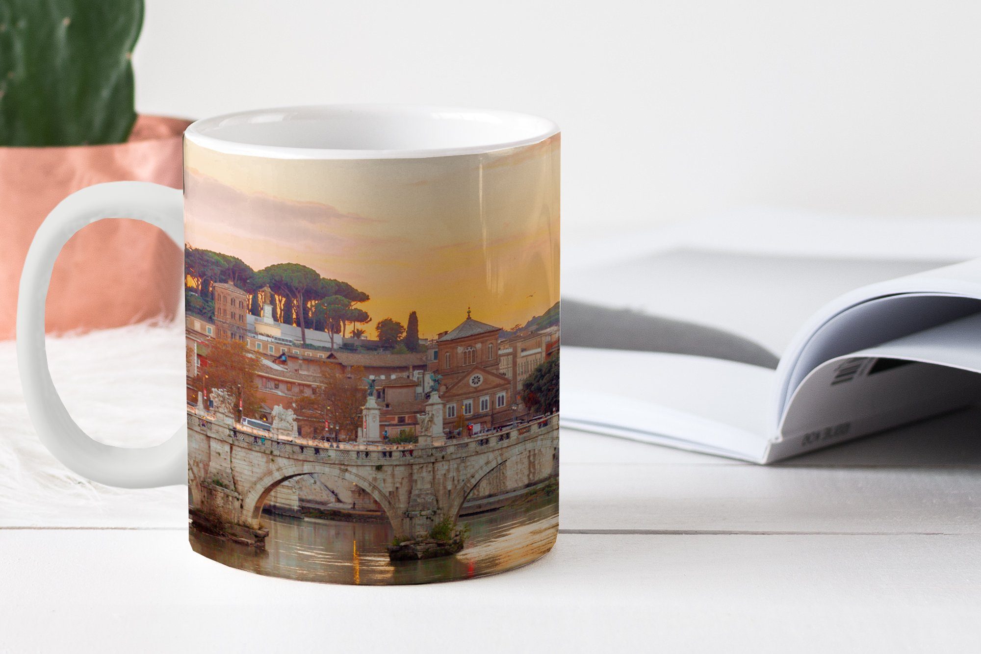 MuchoWow Tasse Italien Keramik, Skyline Teetasse, Becher, Rom, Geschenk Teetasse, Kaffeetassen, - 