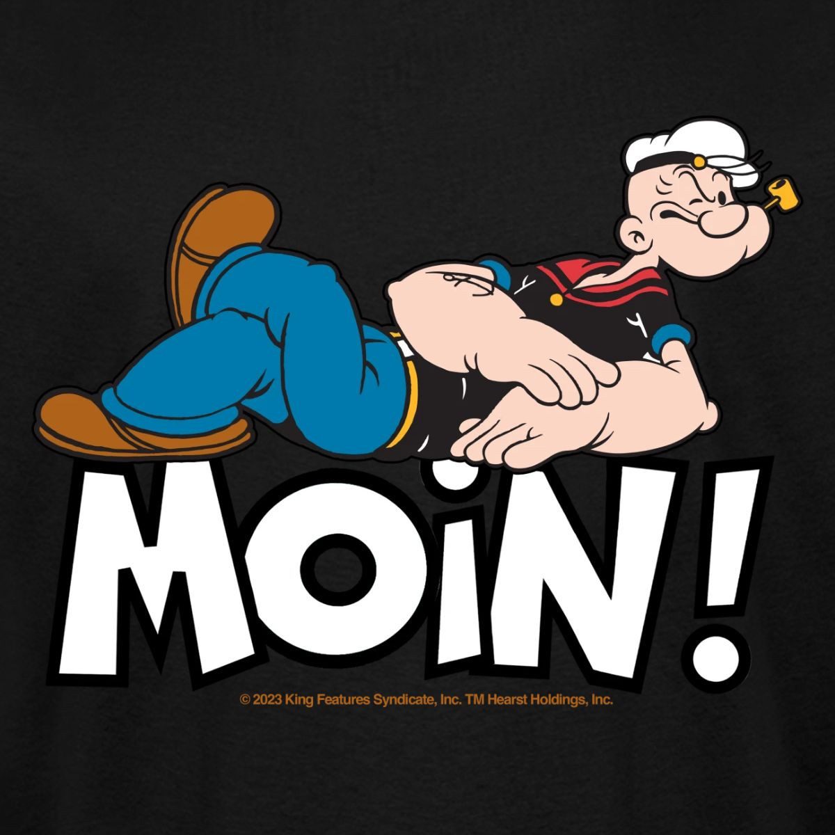 Spreadshirt T-Shirt Popeye Faulenzen Mit Schrift Moin Männer Kontrast T-Shirt (1-tlg)