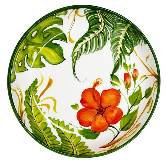 Lashuma Obstschale »Hibiskus«, Keramik, Keramikschale italienisch, Servierschüssel Ø 28 cm