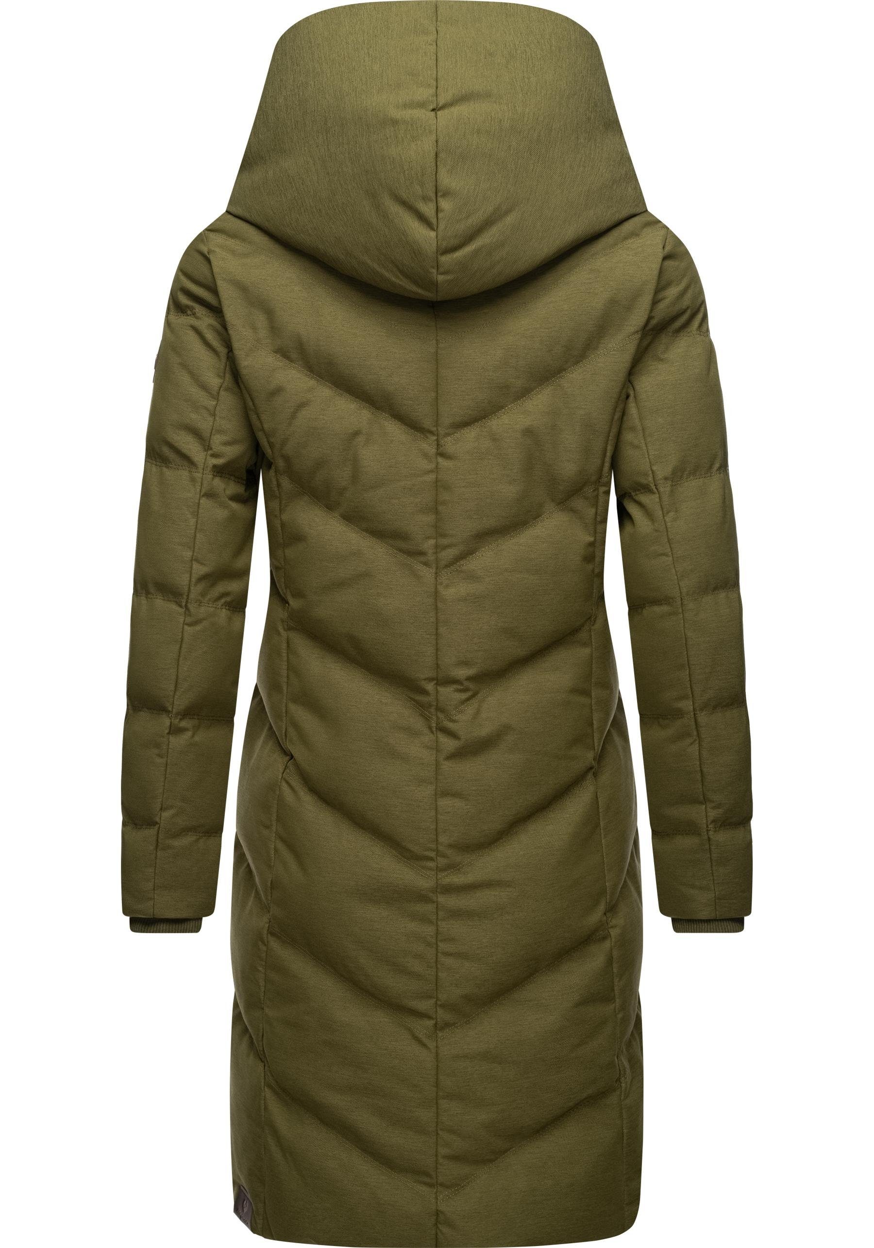 Ragwear Steppmantel Natalka Melange wasserdichter Damen Wintermantel mit gefütterter Kapuze