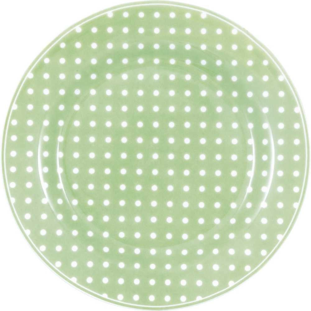 Greengate Kuchenteller Greengate Teller DOTTY PALE GREEN Grün mit weißen Punkten 20 cm