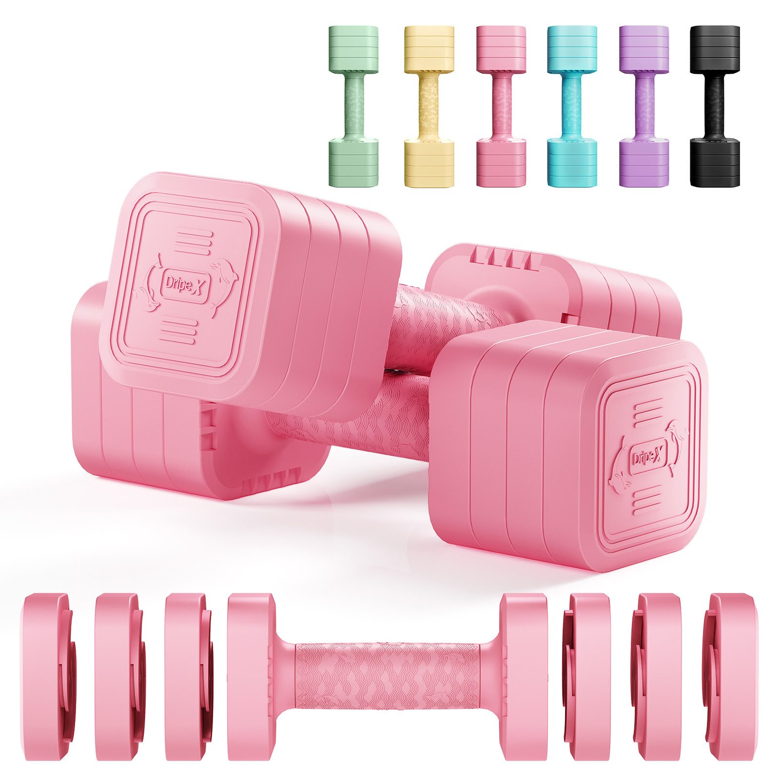 Dripex Hantel-Set verstellbare Hanteln Set 2er 2,5kg/5kg, justierbare 6 Hantelplatten