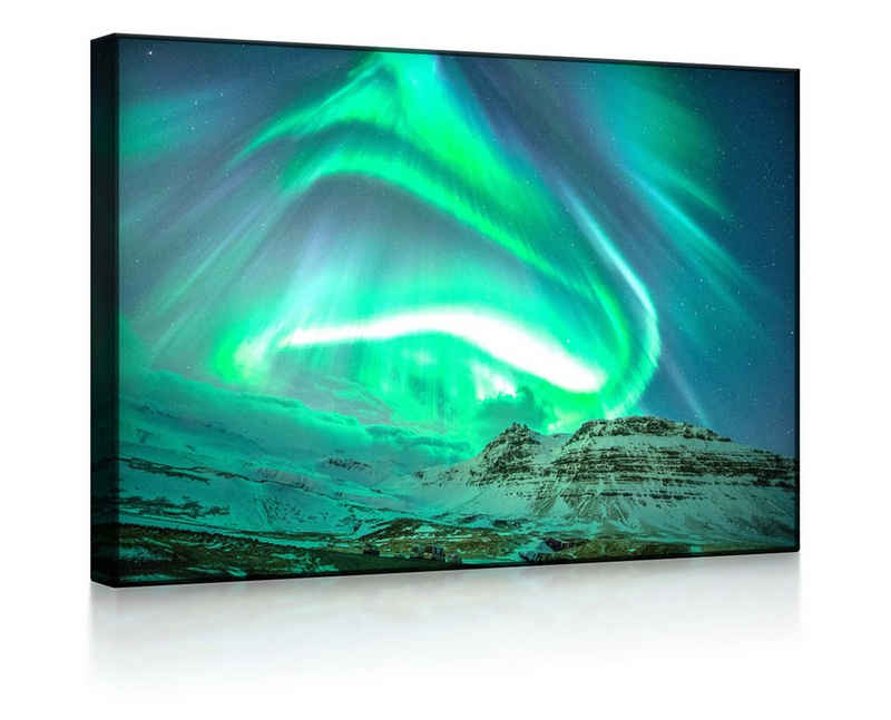 lightbox-multicolor LED-Bild Nordlichter über Island front lighted / 60x40cm, Leuchtbild mit Fernbedienung