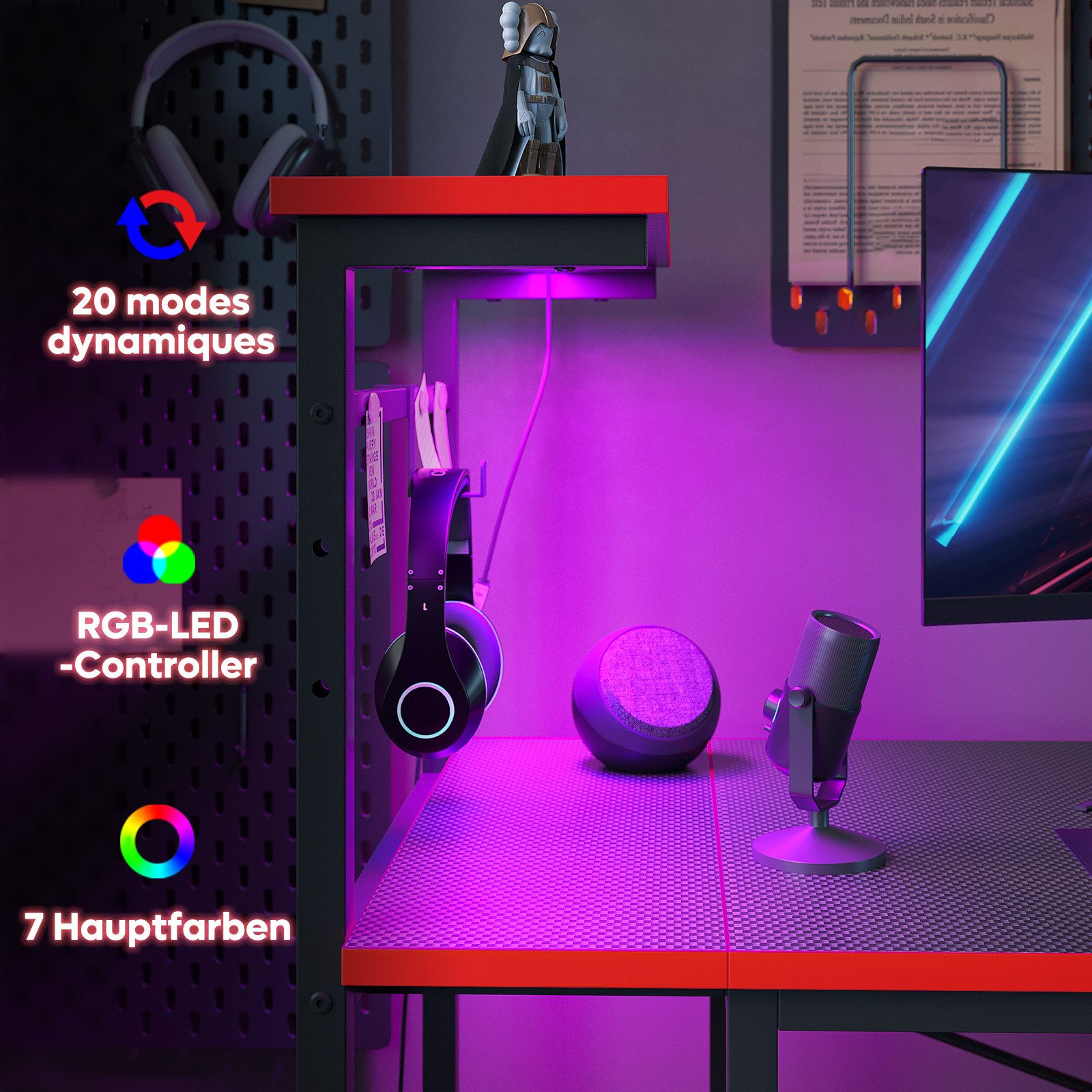Bestier Gamingtisch Gaming Schreibtisch mit Regalen günstig online kaufen