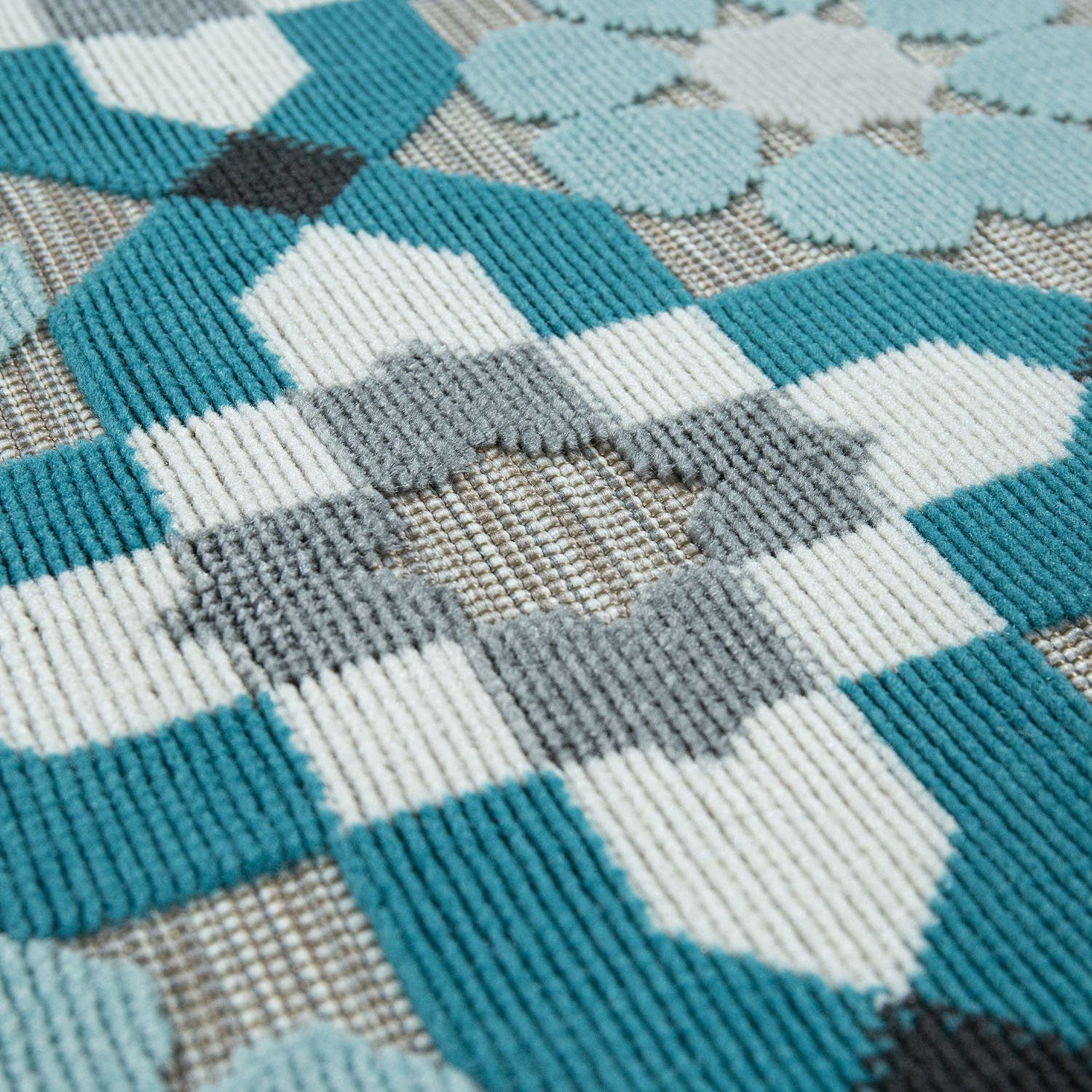 Teppich Charleroi Paco In- Blüten, mm, Outdoor 3 Motiv 492, 3D-Design, und türkis Home, Höhe: geeignet rechteckig