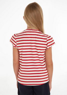 Tommy Hilfiger T-Shirt STRIPED RUFFLE SLEEVE TOP S/S mit Rundhalsausschnitt