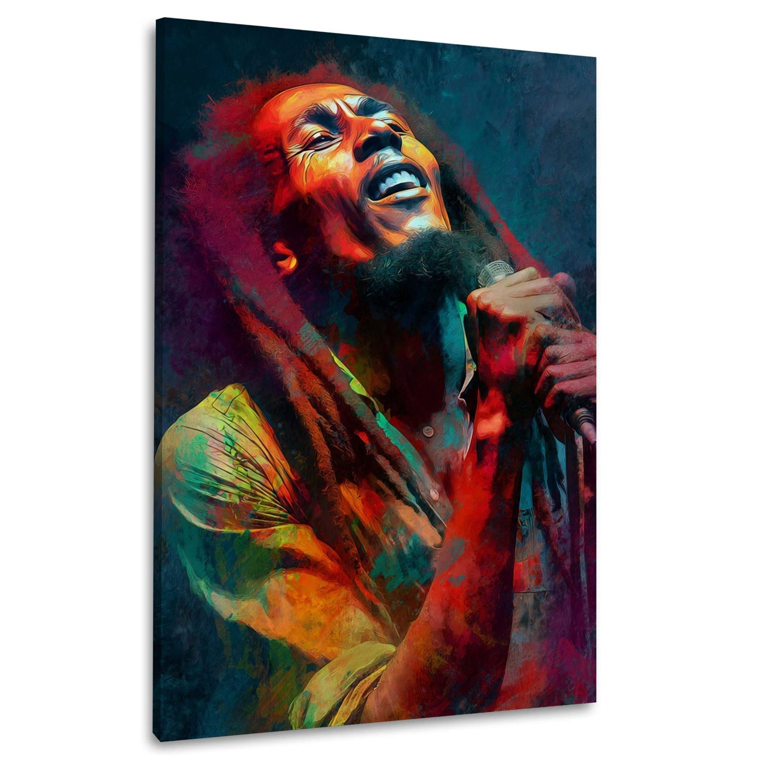 Artedinoi Leinwandbild Musiker mit Mikrofon Dreadlocks Wandbild Leinwandbild Kunstdruck XL De, Musiker mit Mikrofon und Dreadlocks