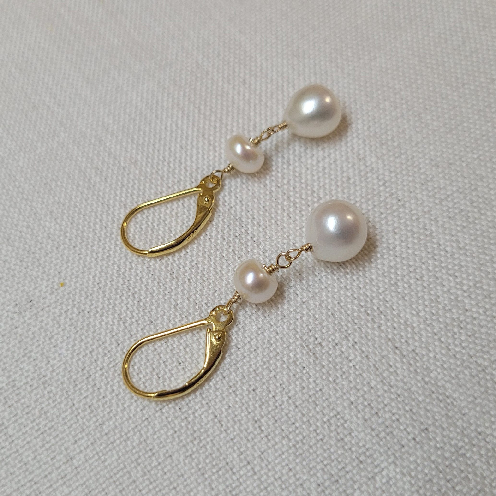 GOLDEN Perlenohrringe Perlen Tropfen Ohrringe, Sterling Silber, Barockperlen Hängeohrringe