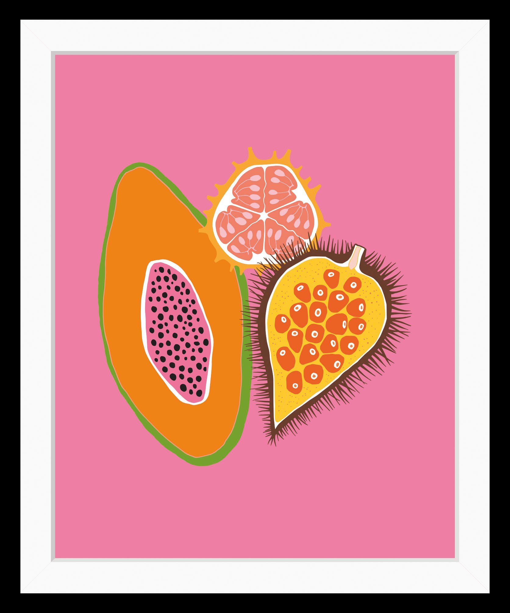 queence Bild Merlin, Essen, Figuren, Kunst, Lebensmittel, Obst, Obst Bilder (1 St), HD Premium Poster-Druck inkl. Holzrahmen