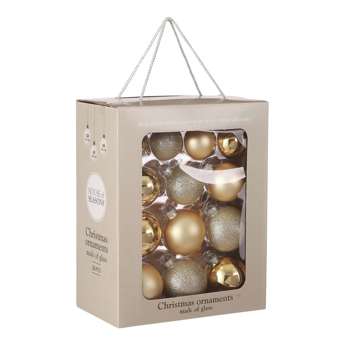 Mica Decorations Weihnachtsbaumkugel Mica Decorations Kugel glas champagner 26 Stueck - d7cm