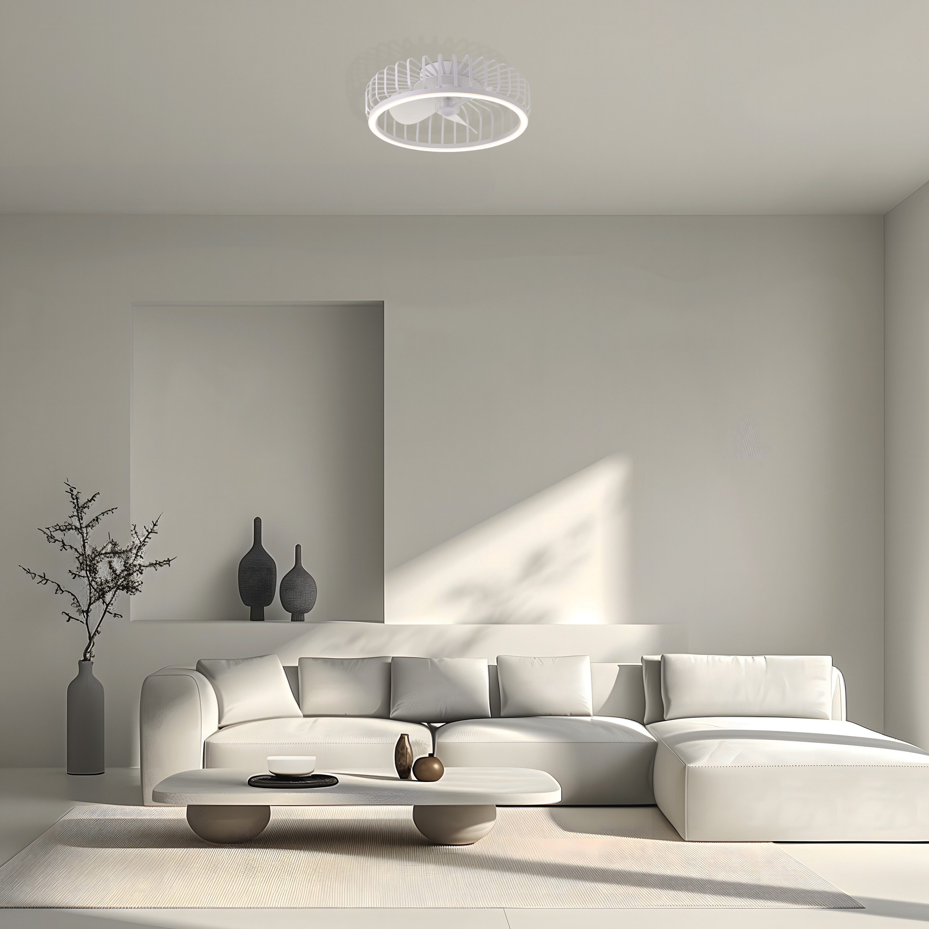 Brilliant LED Deckenleuchte Capo, CCT - über Fernbedienung, Dimmfunktion, Memoryfunktion, Nachtlichtfunktion, Timerfunktion, Ventilatorfunktion, LED fest integriert, warmweiß - kaltweiß, LED-Ventilator, Ø 48 cm, 4200 lm, dimmbar, CCT
