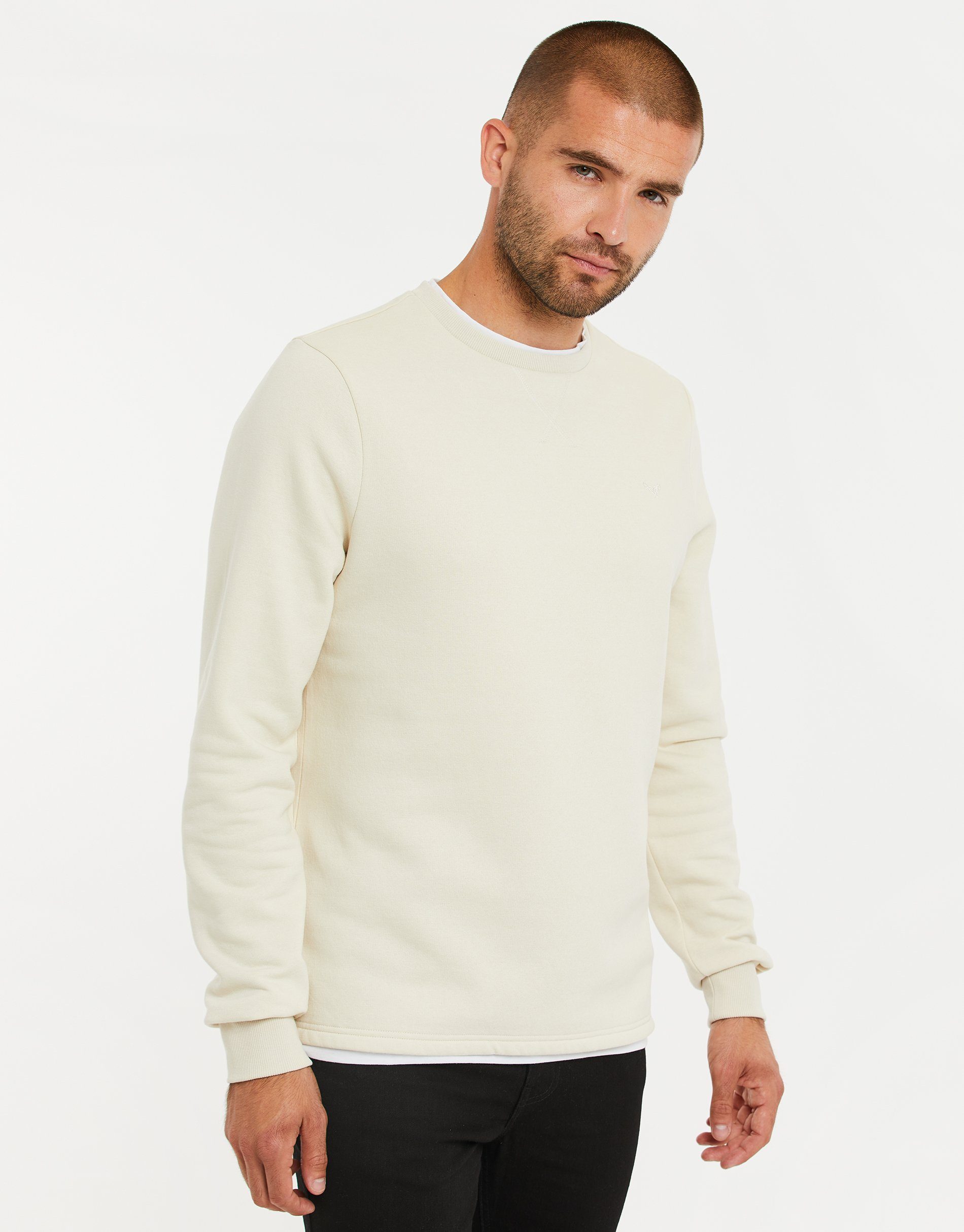 Threadbare Fleecepullover THB Fleece Crew Kisele Stone- beige