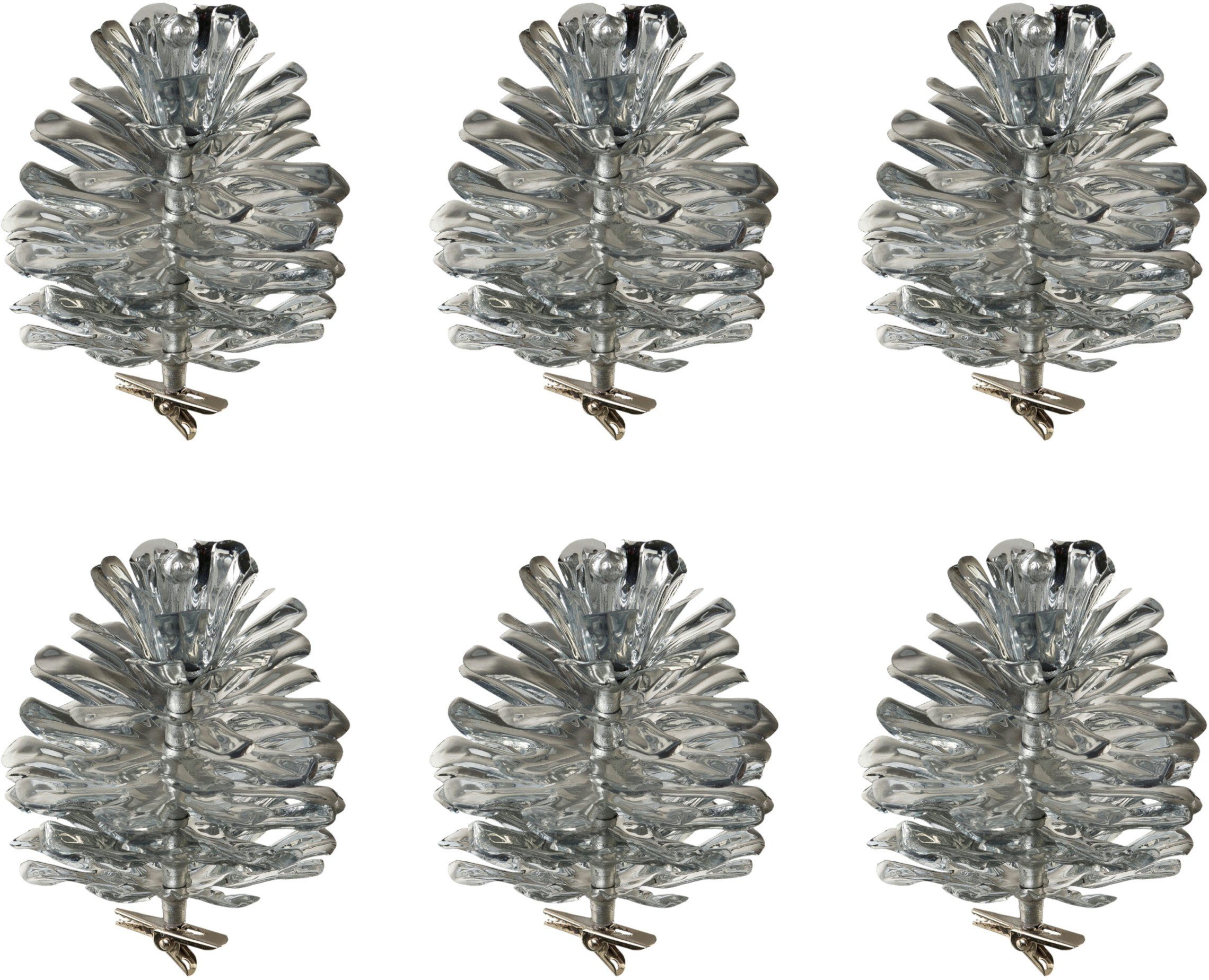 Creativ green Weihnachtsbaumklammer Weihnachtsdeko aussen, Christbaumschmuck (6-tlg), in Metallic-Optik