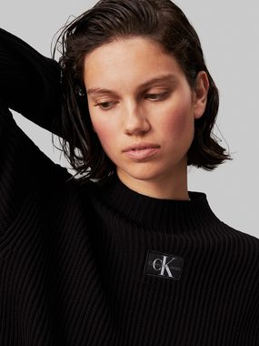 Calvin Klein Jeans Stehkragenpullover WOVEN LABEL LOOSE SWEATER mit Logopatch